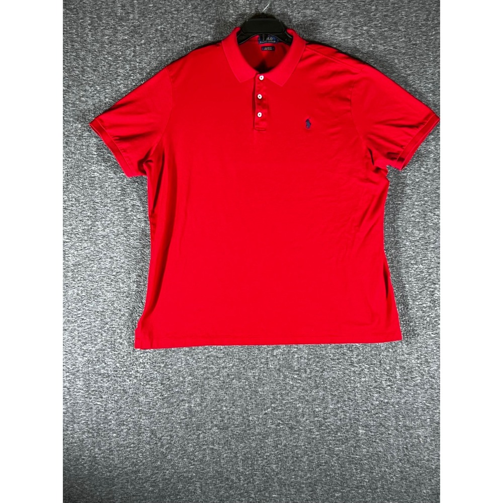 Polo Ralph Lauren Mens XXL Red Classic‎ Fit Stretch Mesh Short Sleeve Polo Shirt